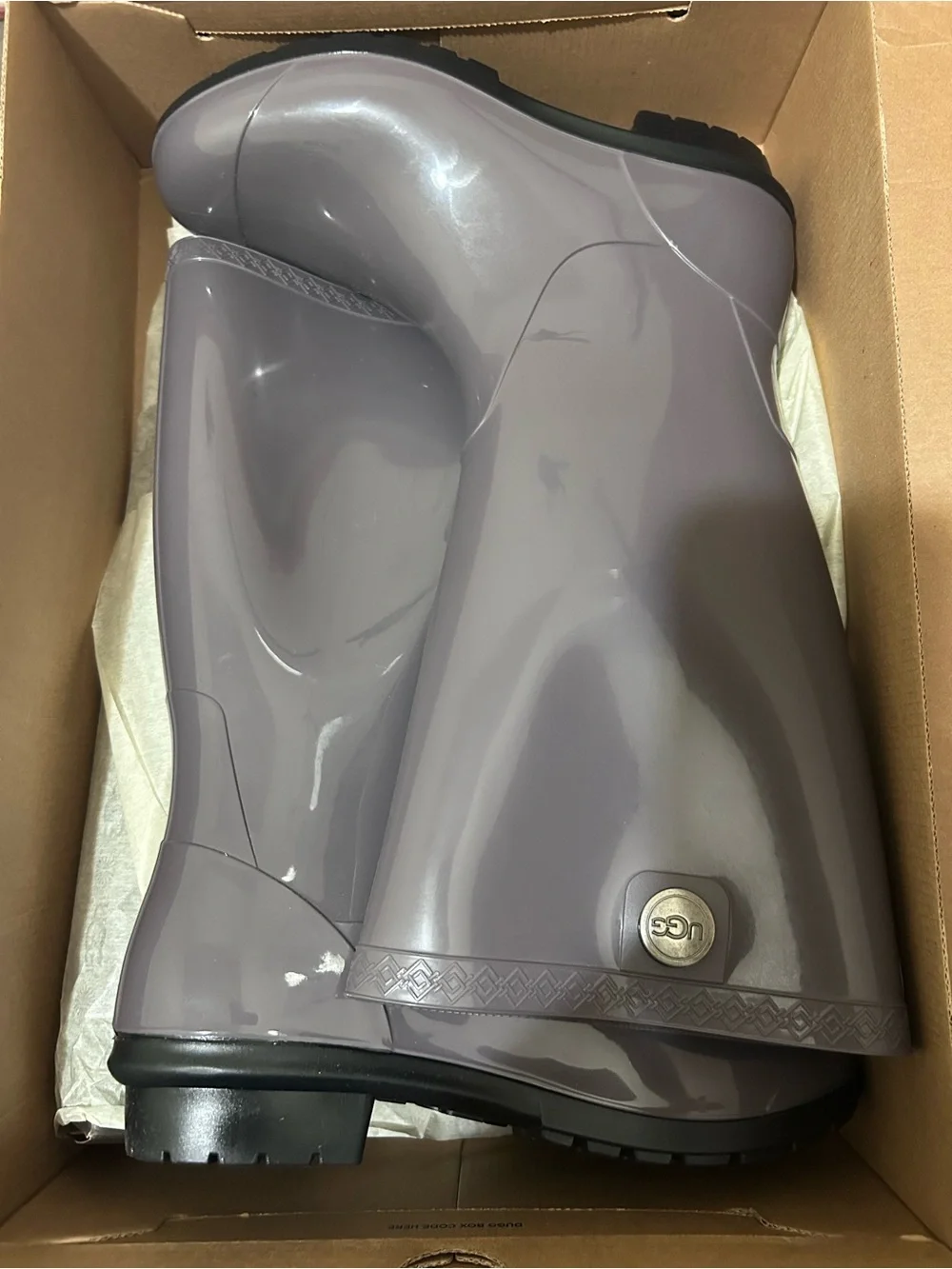 UGG Glossy Gray Tall Rain Boots